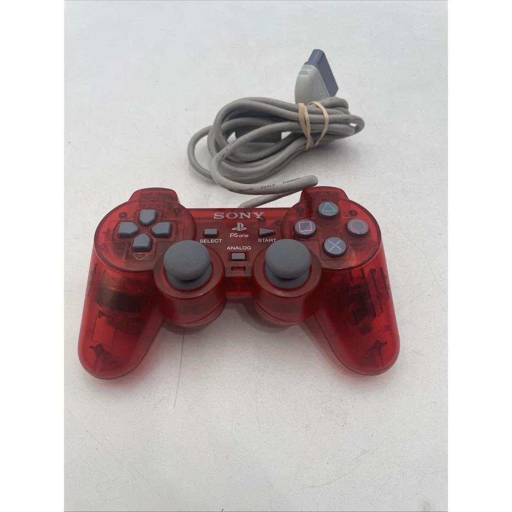 Sony PlayStation 1 PS1 OEM Analog Wired Controller (SCPH-110) Clear Red